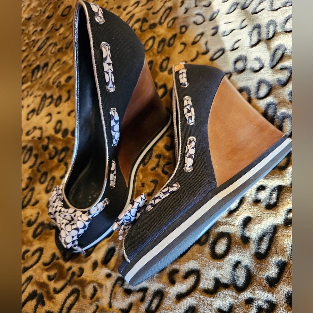 coach sandals 7.5 Coach Thalia Black & White Denin - Picture 5 of 11